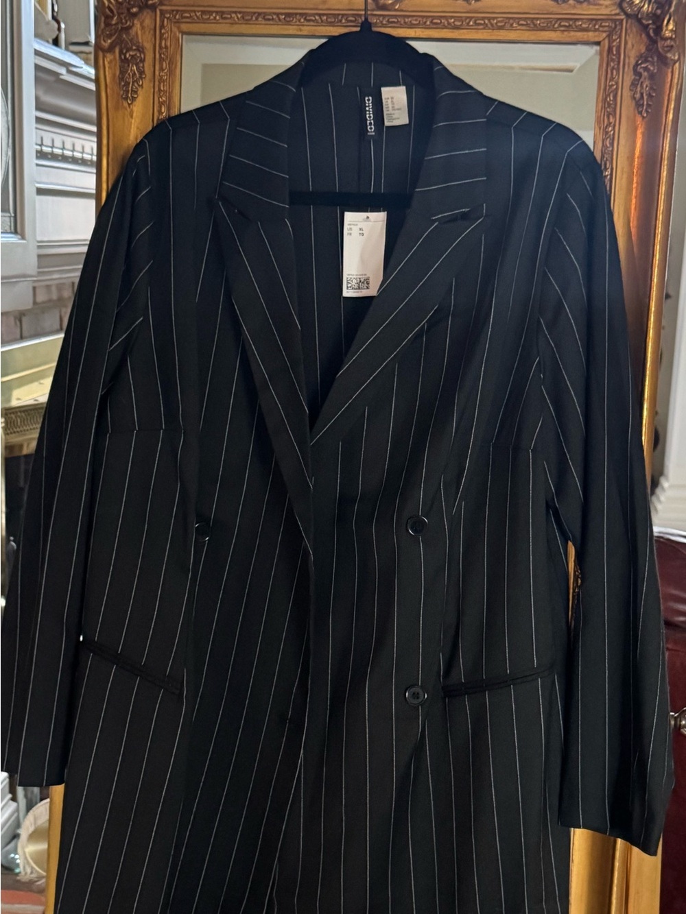 H&M Black Pinstripe Double-Breasted Blazer Dress